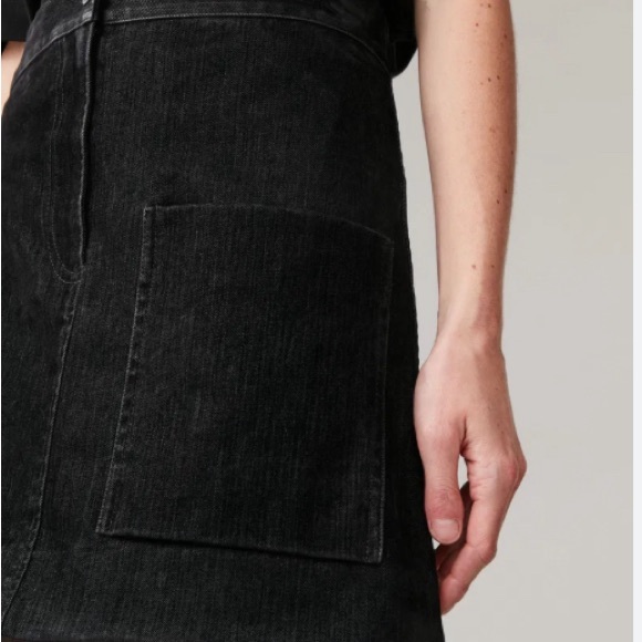 Cos Black Velvet Denim Mini Skirt With Adjustable Waist, sz 12 - Picture 3 of 8